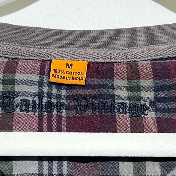 Tailor Vintage Long Sleeve Casual Cotton Henley Shirt Gray Mens Size M Spring - Picture 5 of 6